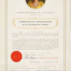 Naturalization Certificate - Issued to Nicolae Condurateanu, 8 Feb1965