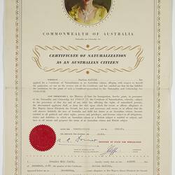 Naturalization Certificate - Issued to Karina Nartiss, 23 Aug 1960