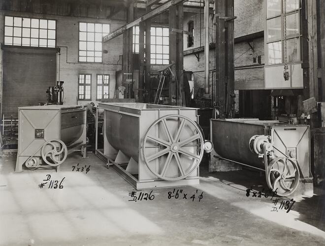 Photograph - Schumacher Mill Furnishing Works, Mixing Machines, Port Melbourne, Victoria, circa 1940s