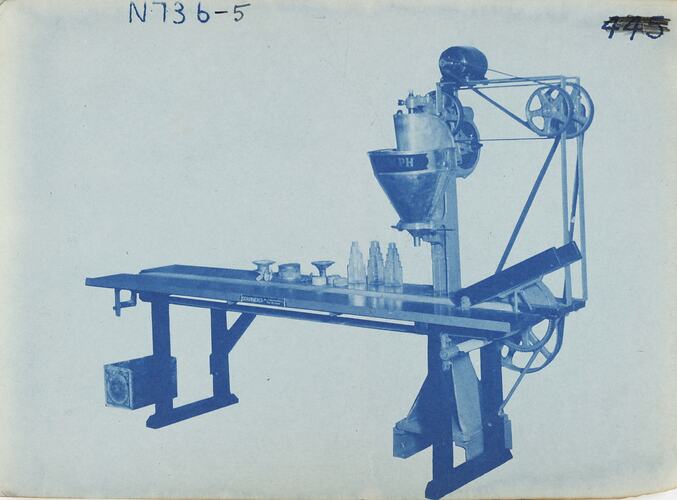 Photograph - Schumacher Mill Furnishing Works, Triumph Filling Machine, Port Melbourne, Victoria, circa 1940s