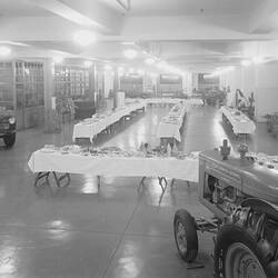 Negative - International Harvester, Victorian Conference at 'The Palms', Tables with W6 Tractor & KB Series Motor Truck, 1947