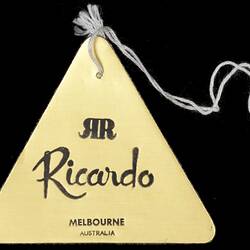 Swing Tag - Ricardo Knitwear, Melbourne, Victoria, Australia, 1958-1978