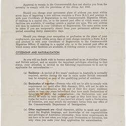 Certificate - Authority to Remain in Australia, Issued to Zofia Antoniszyn & child, Commonwealth of Australia, 29 Apr 1951