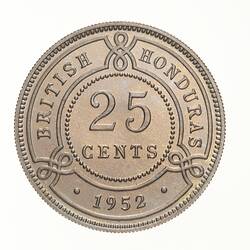 Proof Coin - 25 Cents, British Honduras (Belize), 1952