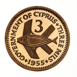 Proof Coin - 3 Mils, Cyprus, 1955