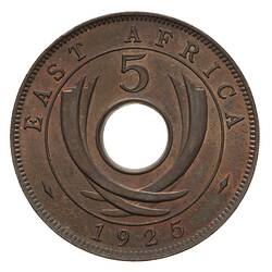 Specimen Coin - 5 Cents, British East Africa, 1925