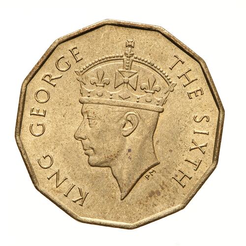 Coin - 3 Pence, Fiji, 1952