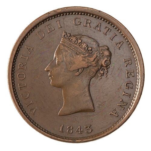 Coin - 1 Penny, New Brunswick, Canada, 1843
