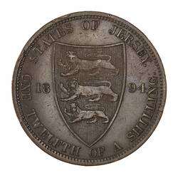 Coin - 1/12 Shilling, Jersey, Channel Islands, 1894