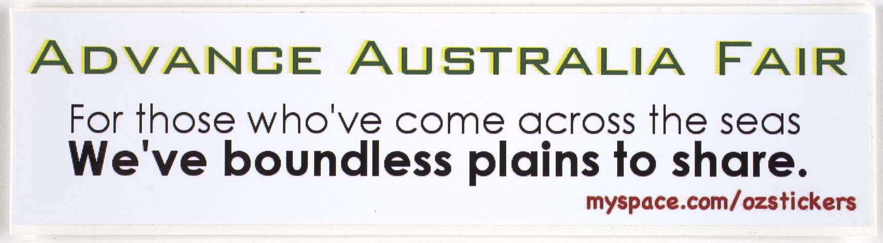 Sticker - 'Advance Australia Fair', Australians Against Racism & Discrimination