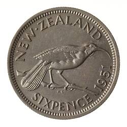 Coin - 6 Pence, New Zealand, 1951