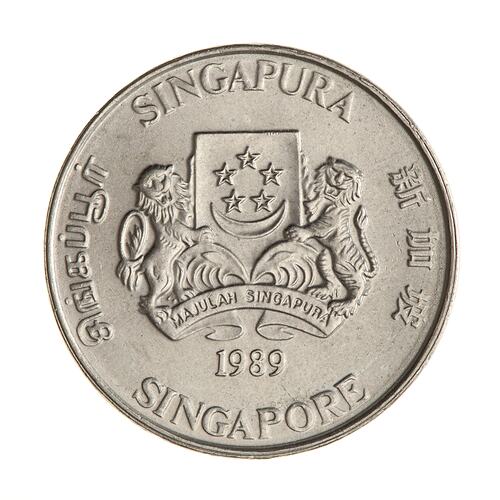 Coin - 20 Cents, Singapore, 1989