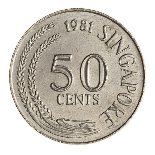 Coin - 50 Cents, Singapore, 1981