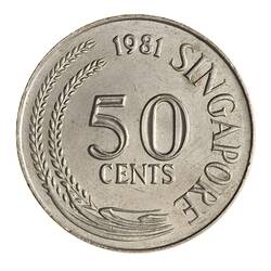 Coin - 50 Cents, Singapore, 1981