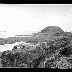 Glass Negative - People Sitting on Cliff Top, by A.J. Campbell, The Nobbies, Phillip Island, Victoria, circa 1900