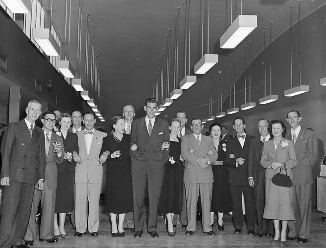 Negative - Chesebrough Manufacturing Company, Group Portrait at Cocktail Party, Clayton, Victoria, Oct 1953