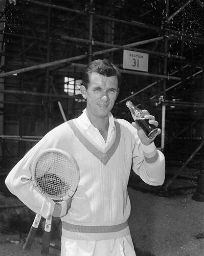 Negative - Coca-Cola, Tennis Player Drinking Coca-Cola, Kooyong, Victoria, Oct 1953