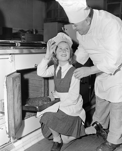 Negative - Teacher & Student Next to Oven, Angliss Trade School, Melbourne, Victoria, May 1954