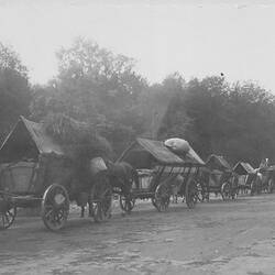 Digital Photograph - Horse-Drawn Wagons Transporting Displaced Persons, Salzgitter Region, Germany, 1946