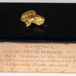 Gold Nugget - Mounted, Awarded to Hubert Opperman, Kalgoorlie to Perth Record, Western Australia, 1933