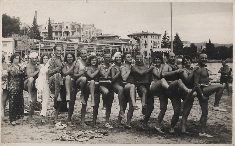 Photograph - Line of People on the Beach, 1930