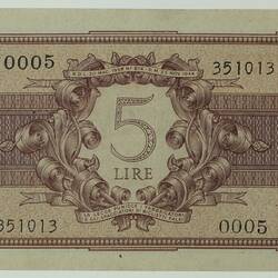 Paper Currency - 5 Lire