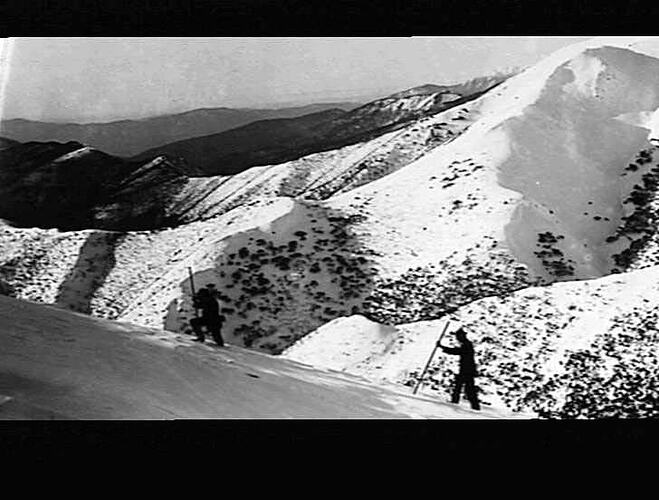 Photograph - View of Mountains & Climbers in Snow, Mount Feathertop, circa 1920s