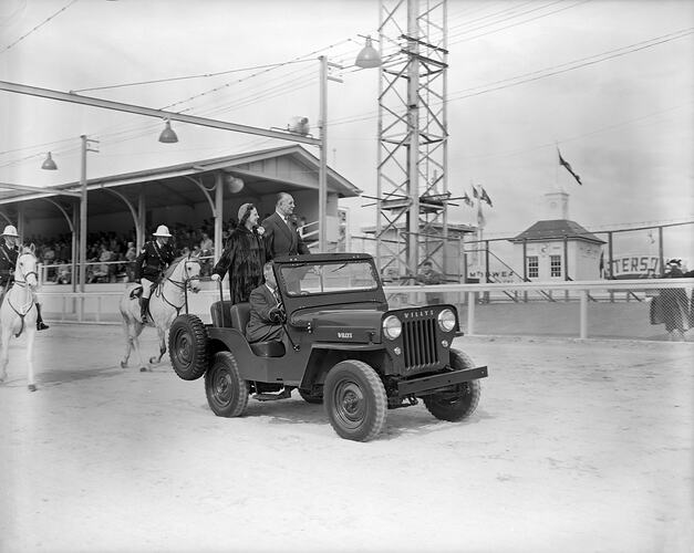 Man and Woman in Car, Royal Melbourne Show, Flemington, Victoria, Sep 1958