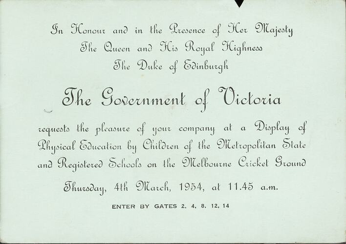 Printed invitation card in fancy script.