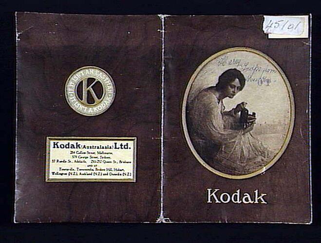 Photo & Negative Folder - 'Kodak' Australasia Ltd, Portrait of Woman with Camera, Australian & New Zealand, circa 1910s