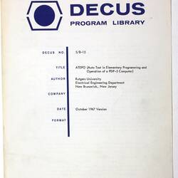 Program Library - DECUS, No. 5/8-15, 1967