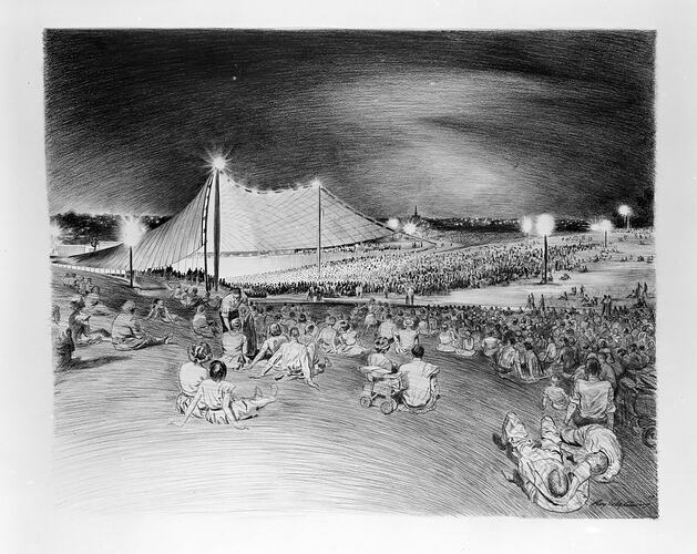 Drawing of Sidney Myer Music Bowl, Melbourne, 22 May 1959