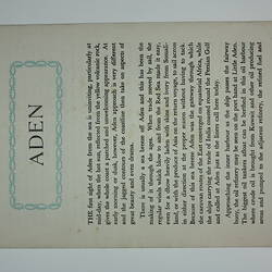 Booklet - 'Aden',  Orient Line, 1955