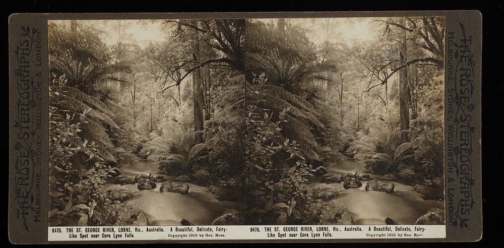 Stereograph - 'The St George River, Lorne, Victoria, Australia, 1910'