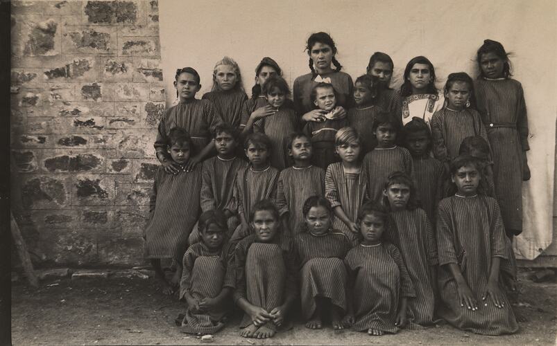 Portrait of a group of children, The Bungalow mission, Alice Springs, Northern Territory, undated.