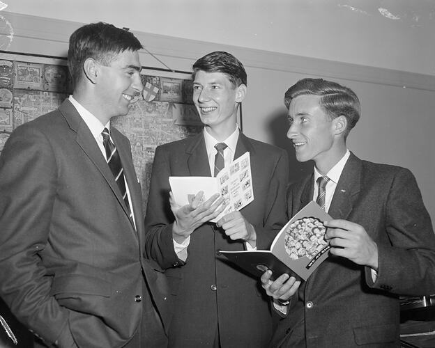 Shell Co, Three Men with Career Brochures, Victoria, 13 Dec 1959
