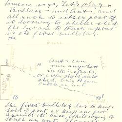 Document - P. C. McGowran, to Dorothy Howard, Description of Chasing Game 'Bulldogs & Ants', 2 Mar 1955