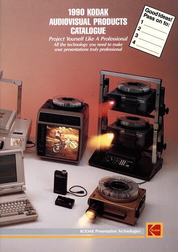 Cover page with photograph of audiovisual equipment.