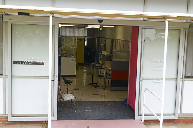 Medical centre entrance, showing the interior.