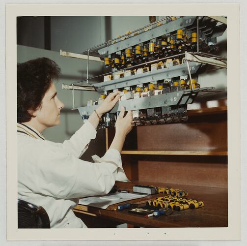 Worker Clipping Films Onto Rack, Kodak Factory, Coburg, circa 1960s