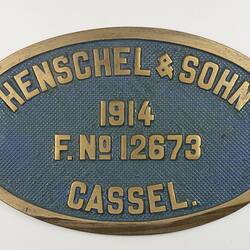Locomotive Builders Plate - Henschel & Sohn, Kassel, Germany, 1914