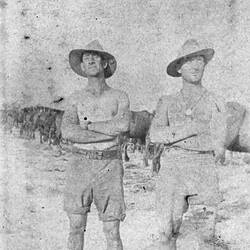 Photograph - Two Bare Chested Soldiers, Egypt, World War I, 1915-1918
