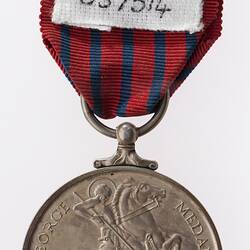 Medal - George Medal, Awarded to Lieut Keith S. Upton, Australia, circa 1945 - Reverse