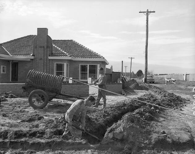 Workers on Construction Site, Melbourne, Victoria, 1956-1957