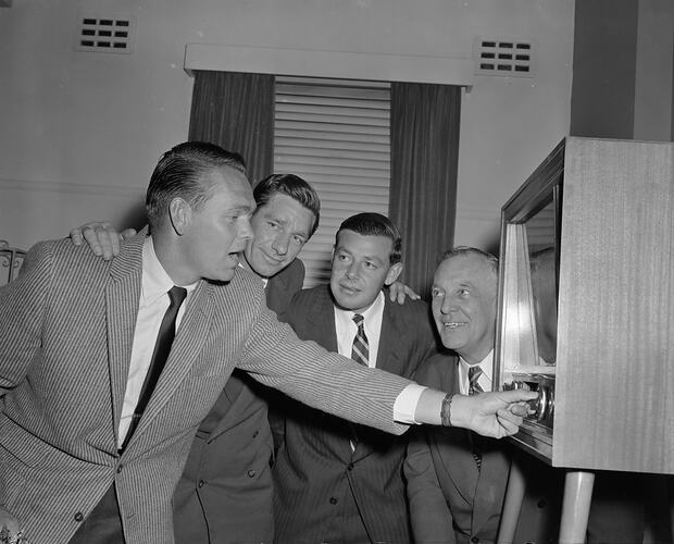 Four Men with Television Set, Melbourne, Victoria, 1956