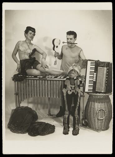 Bernice Kopple, Sitting on Vibraphone with Snake next to Musician, Australia, 1963