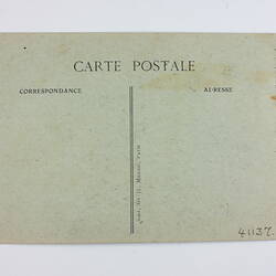 Back of postcard showing printed proforma.