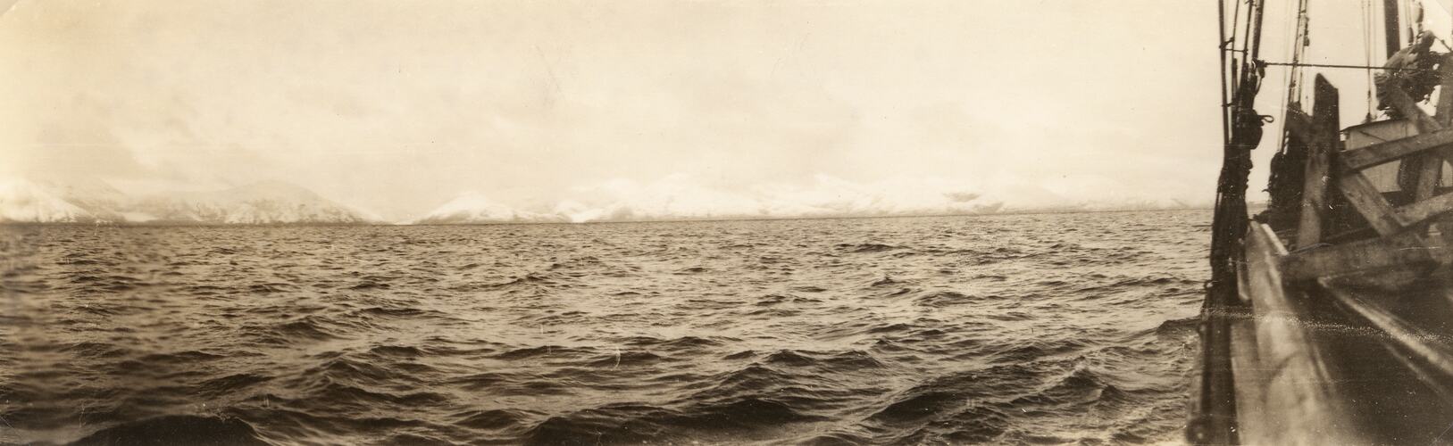 View of Keats Sound taken aboard the 'Fortunato Viego', May 7th, 1929.
