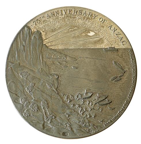 Medal - 75th Anniversary of the ANZAC landing, Numismatic Association of Victoria, 1990 AD