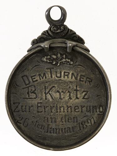 Medal - German Club, Melbourne, 1891 AD